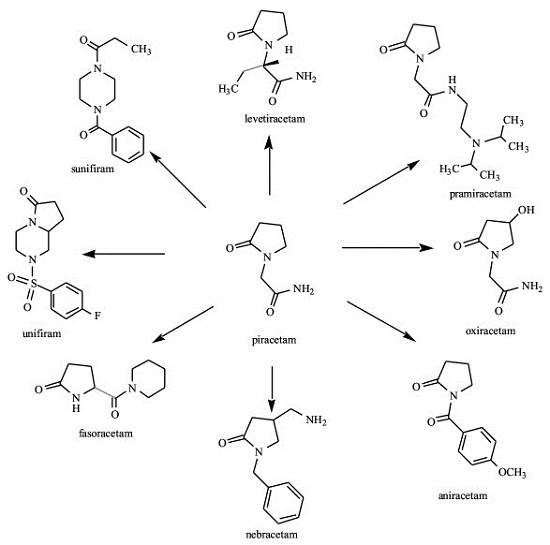 Piracetam, Sunifiram, Levetiracetam, Unifiram, Fasoracetam, Nebracetam, Pramiracetam, Oxiracetam, Aniracetam buy